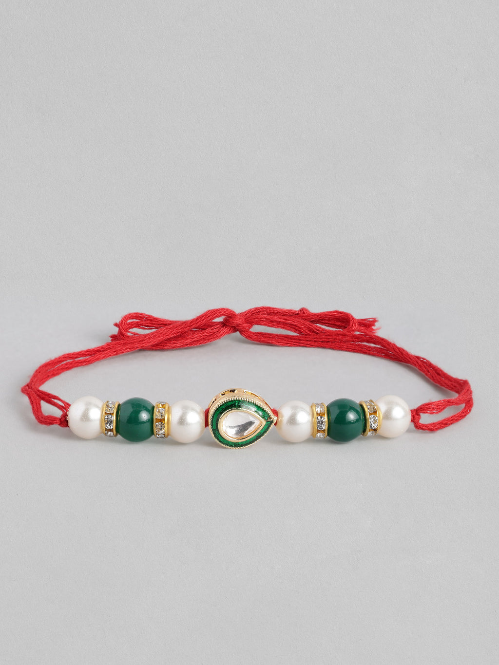Multi Colour Brass Kundan Rakhi set of 2