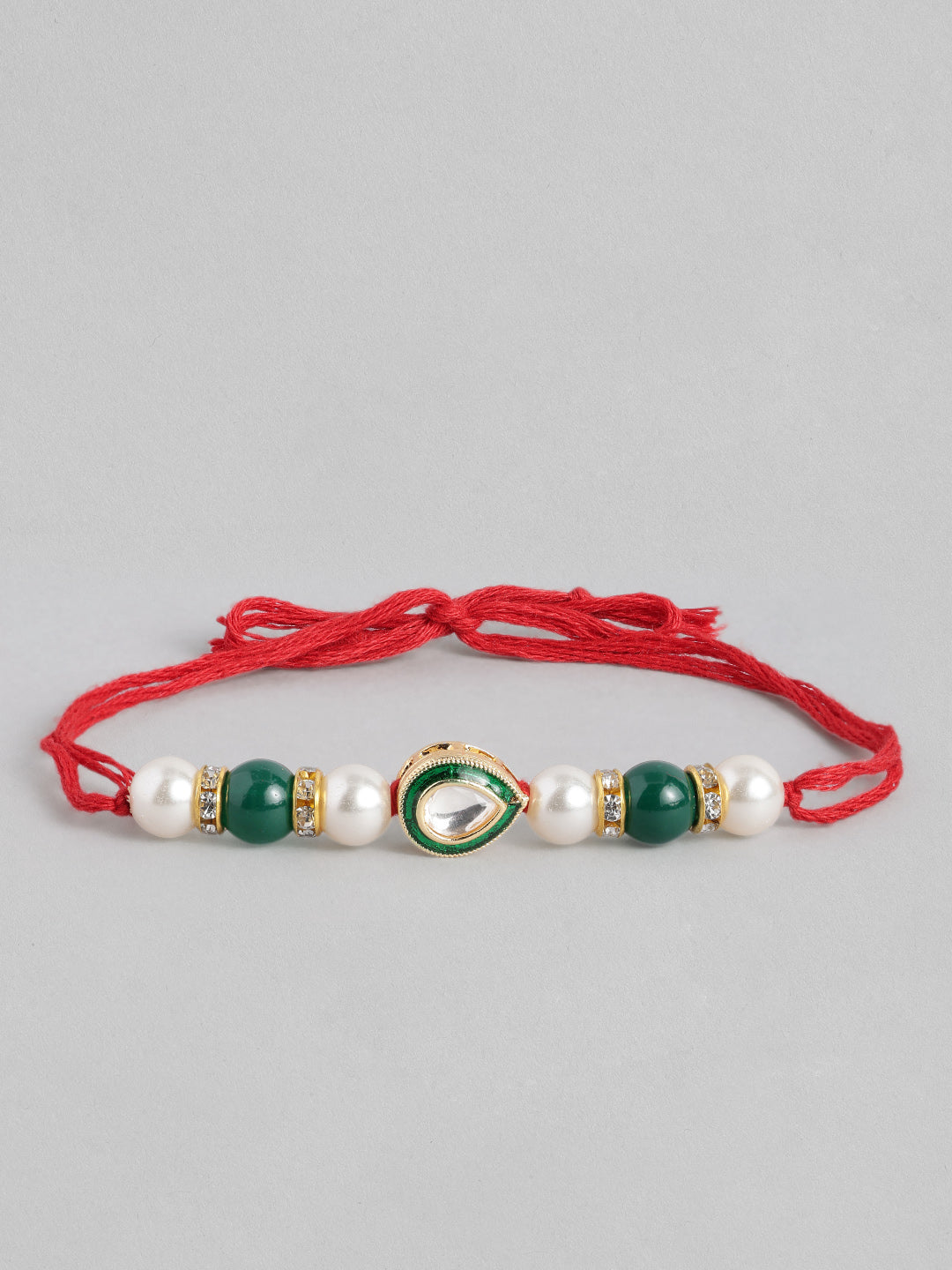Multi Colour Brass Kundan Rakhi set of 2