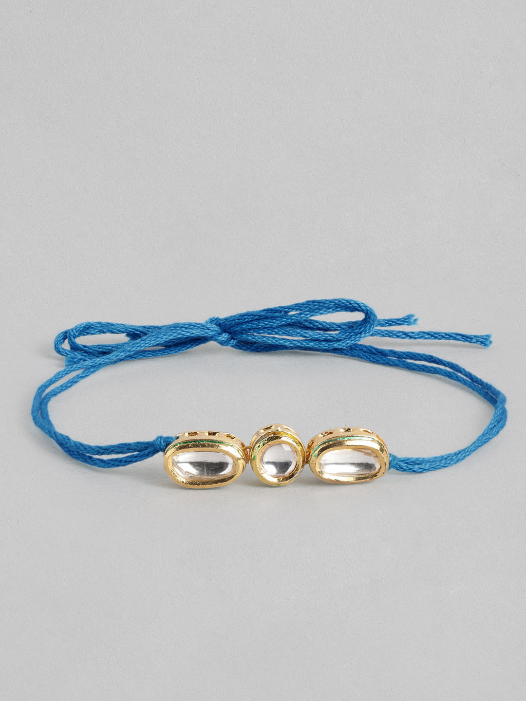 Multi Colour Brass Kundan Rakhi set of 2