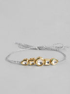 Multi Colour Brass Kundan Rakhi set of 2