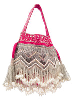 Rani Pink Velvet Cutdana & Pearl Embellished Potli Bag