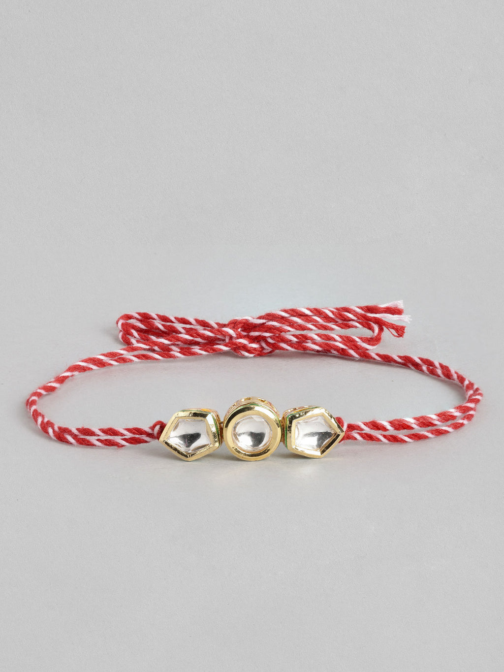 Multi Colour Brass Kundan Rakhi set of 2