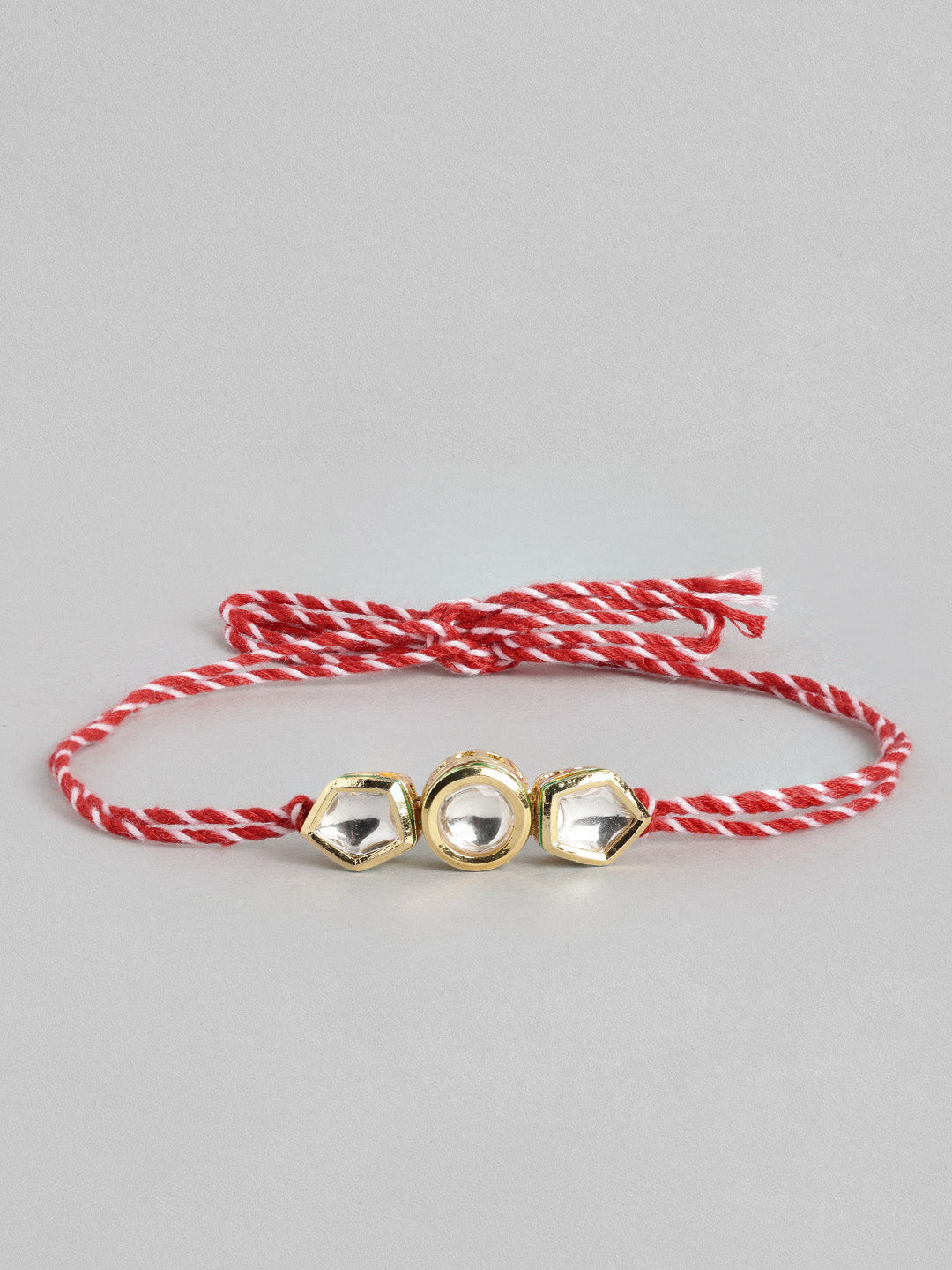 Multi Colour Brass Kundan Rakhi set of 2