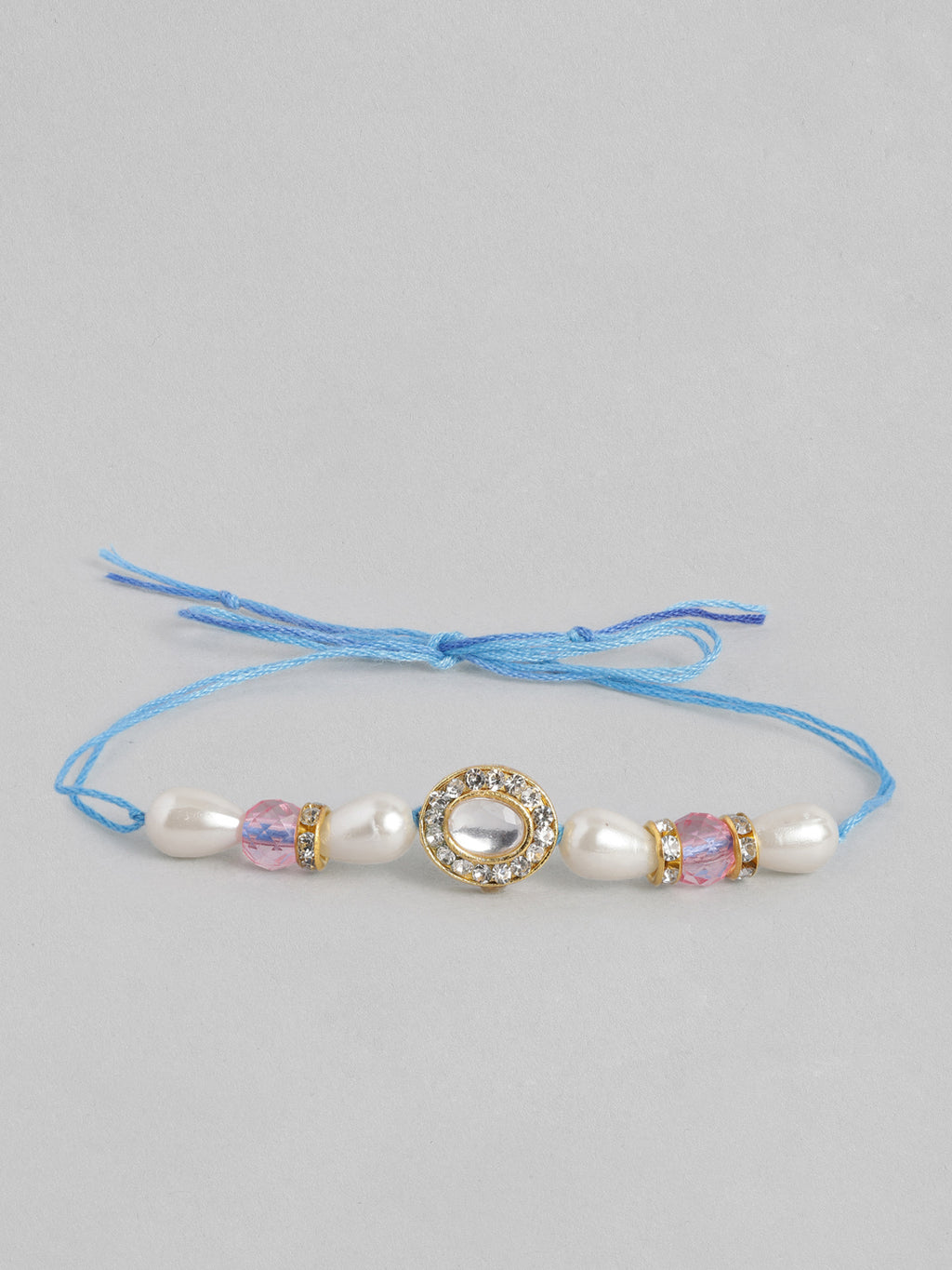 Multi Colour Brass Kundan Rakhi set of 2