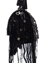 Black Hand Embellished Clutch Bag with Crystal Work