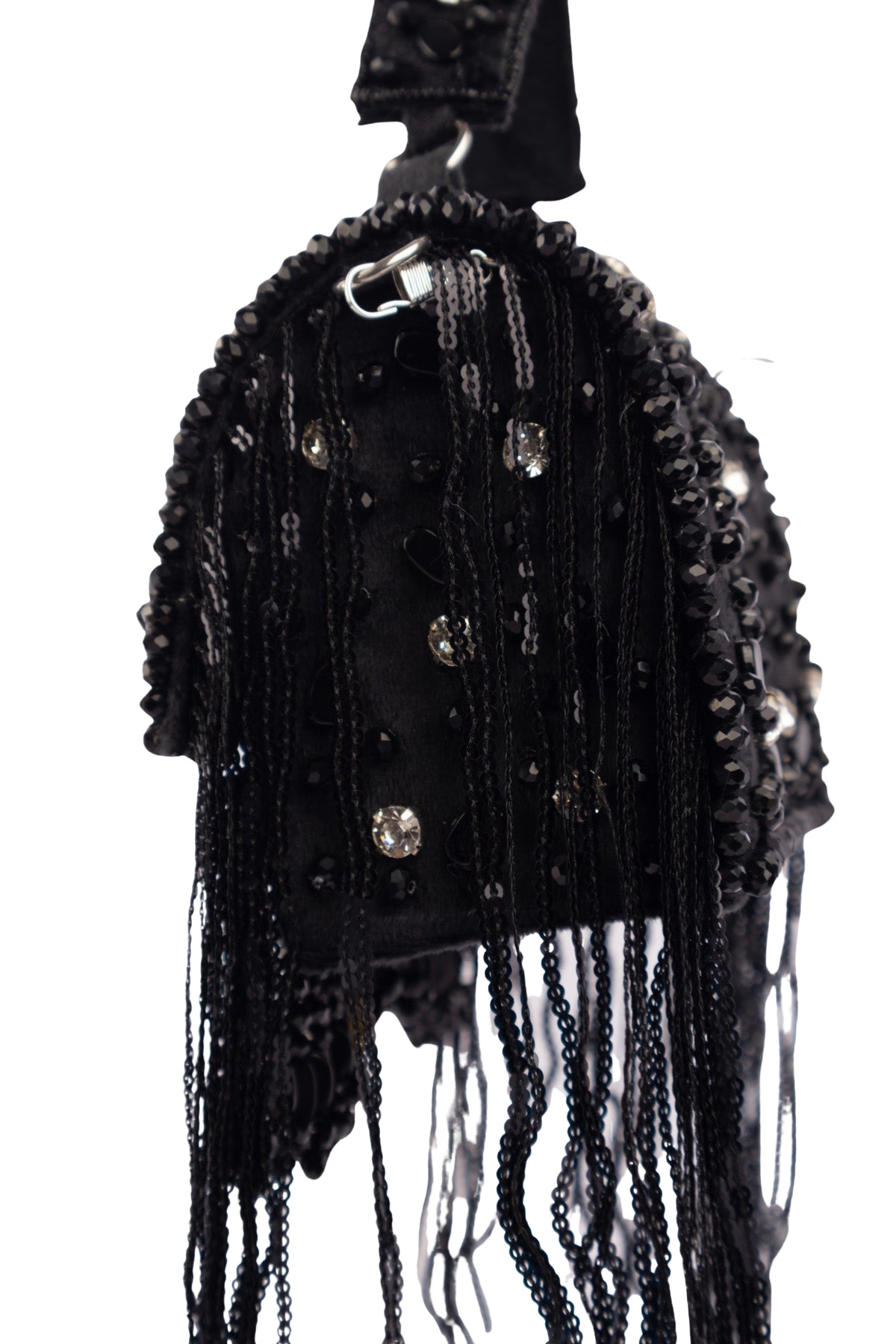 Black Hand Embellished Clutch Bag with Crystal Work