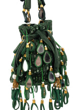 Emerald Green Mirror & Cut Dana Suede Potli Bag