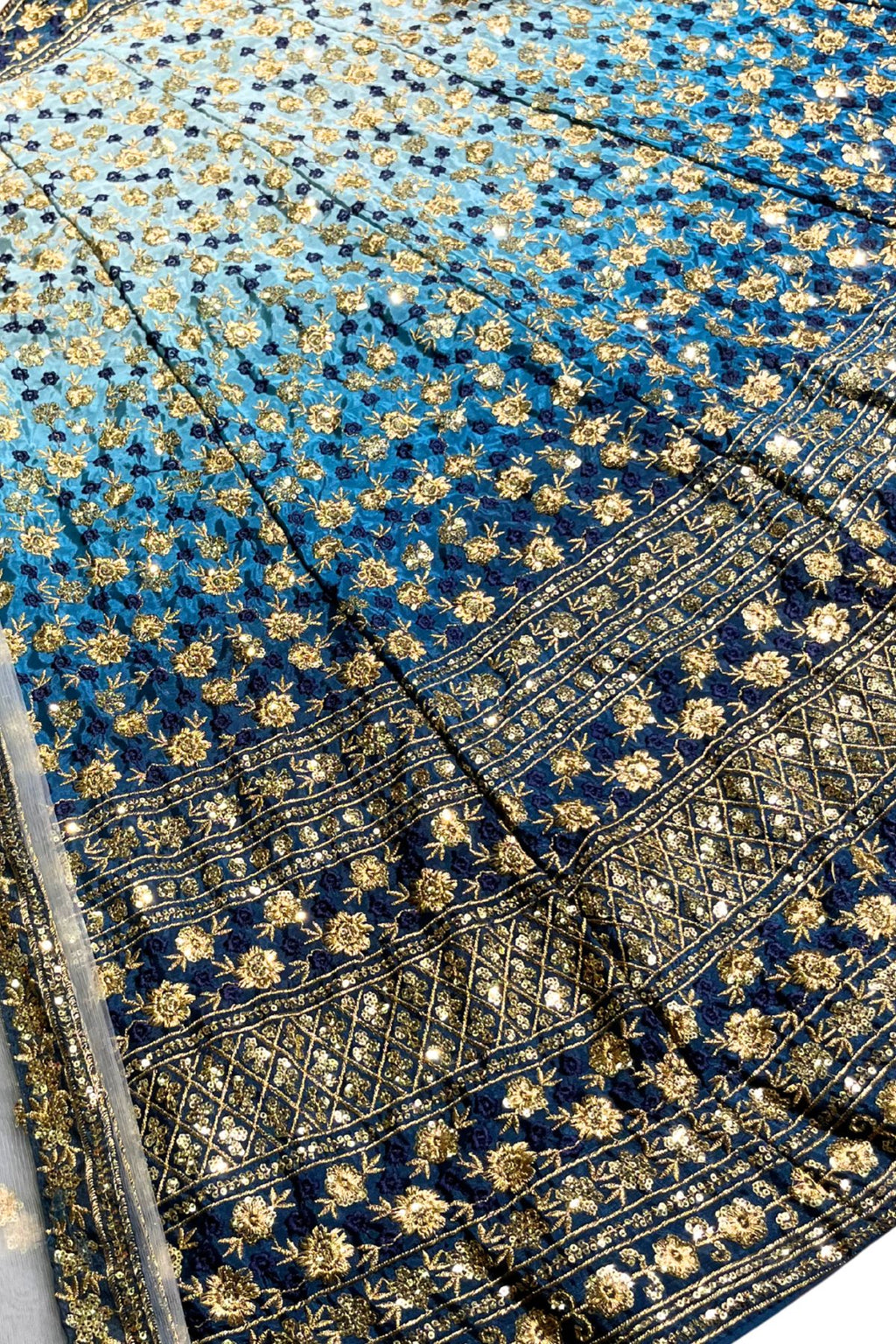 Semi-Stitched Embroidered Sequins Silk Blend Lehenga