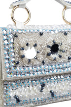 Silver Hand Embellished Clutch Bag with Cutdana Sequins & Crystal Work