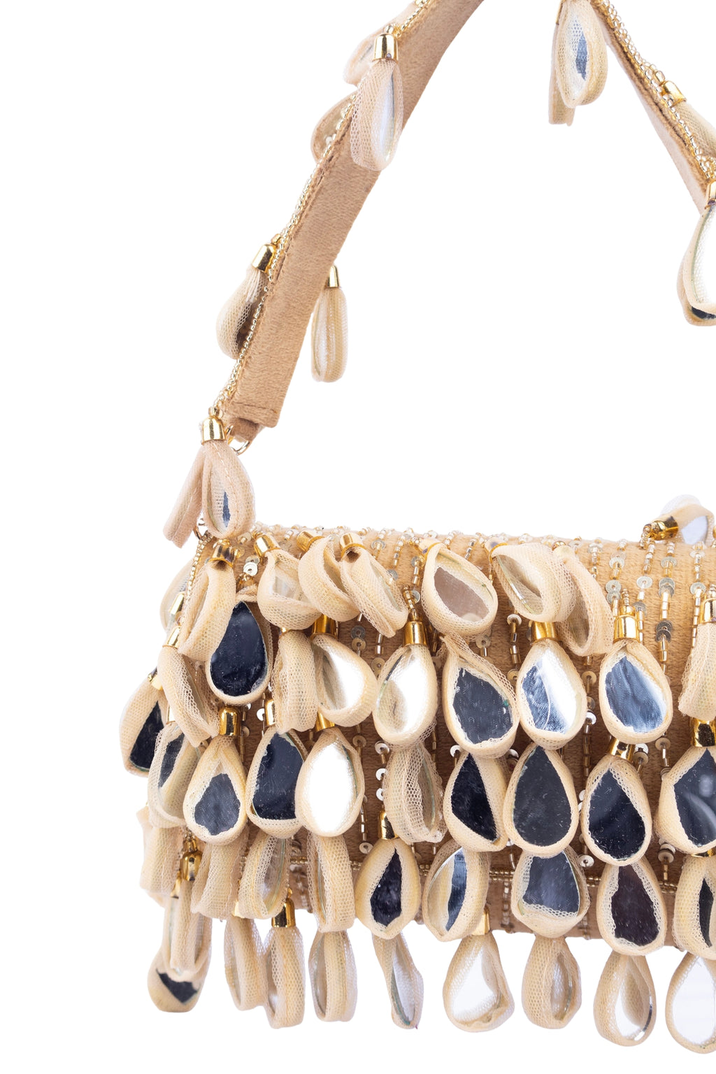 Eeth Gold Emerald Mirror & Sequin Handcrafted Party Bag