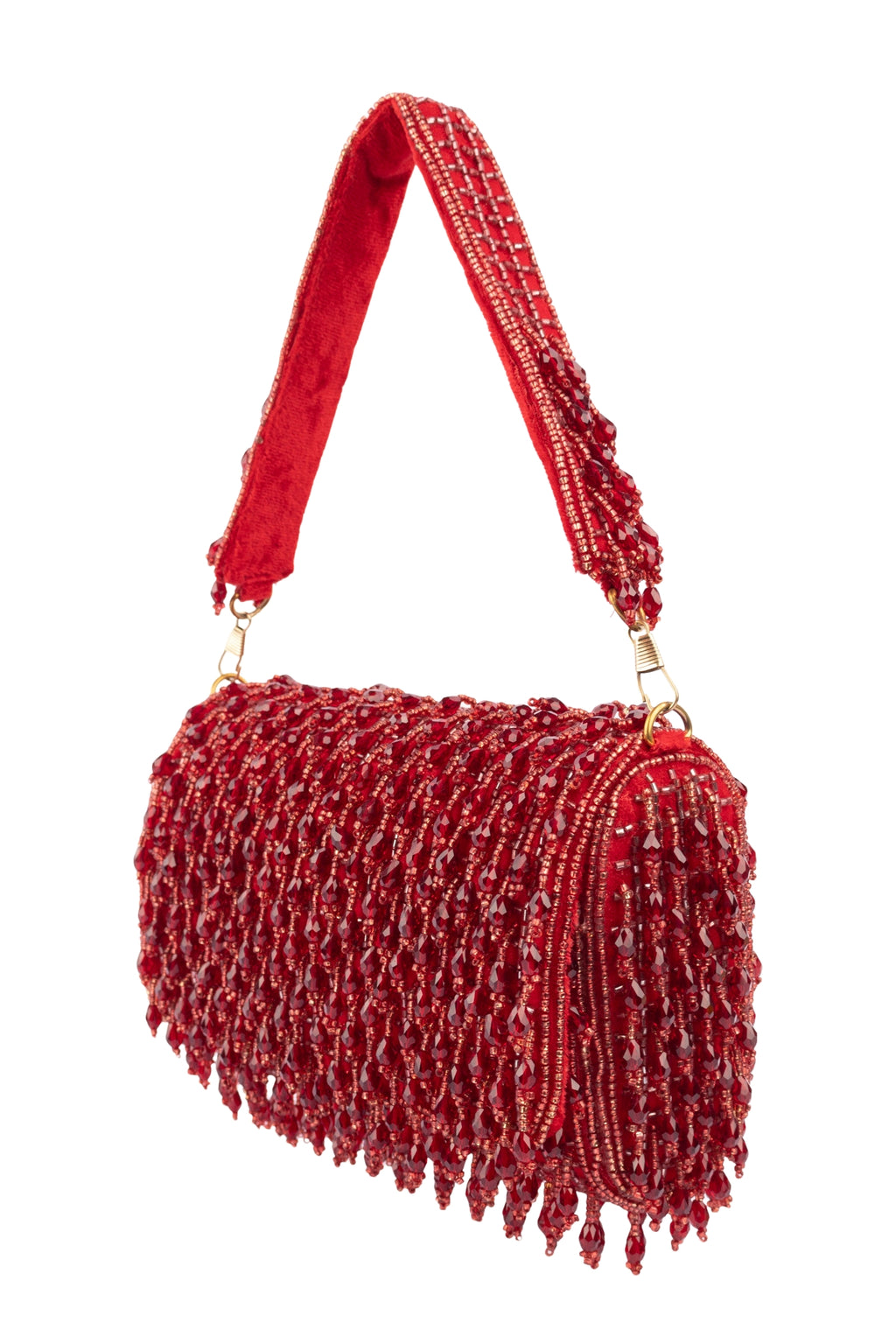 Eeth Red Cutdana Crystal Embellished Clutch