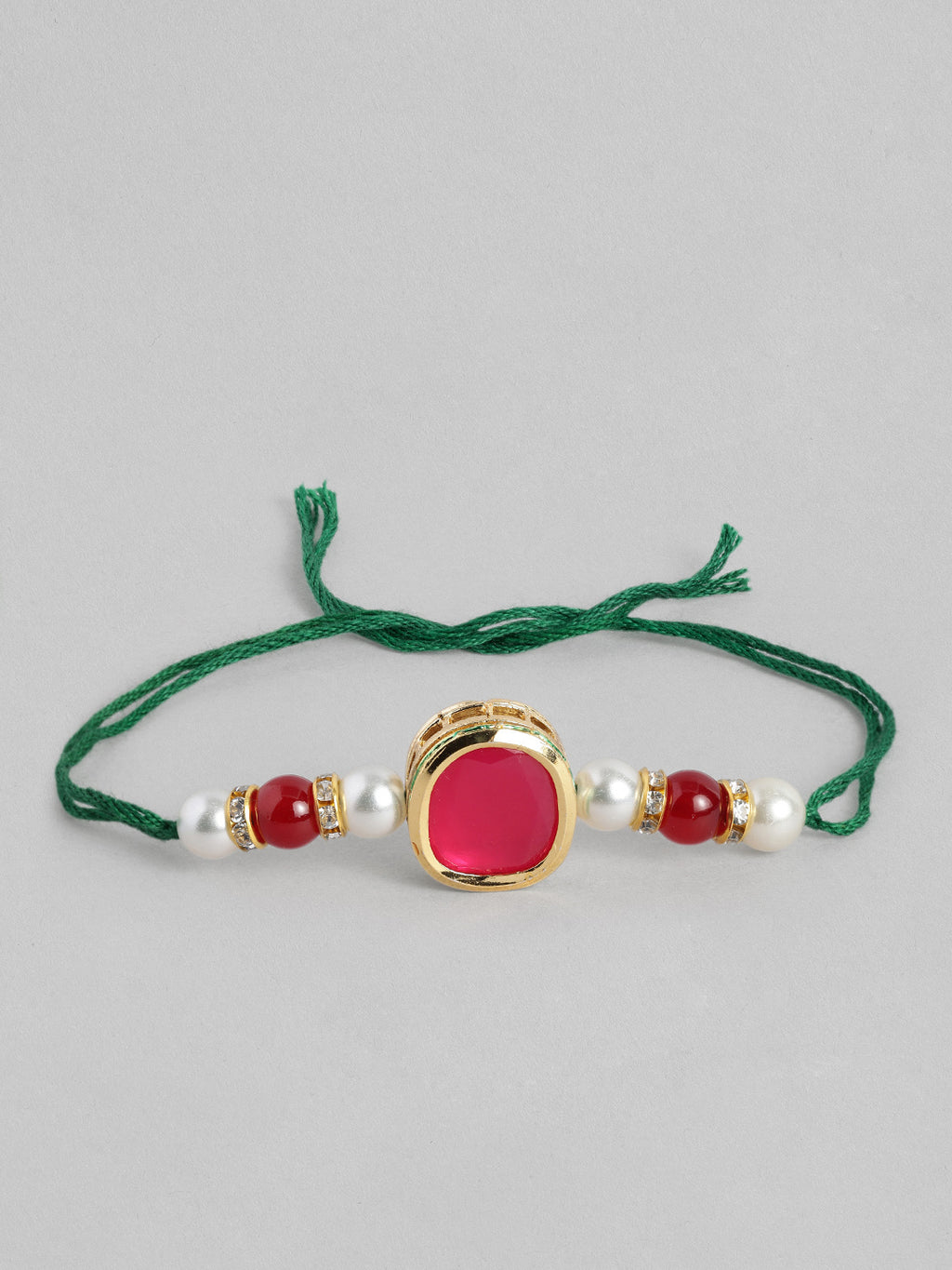 Multi Colour Brass Kundan Rakhi set of 2
