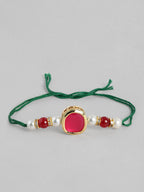 Multi Colour Brass Kundan Rakhi set of 2
