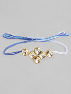 Multi Colour Brass Kundan Rakhi set of 2