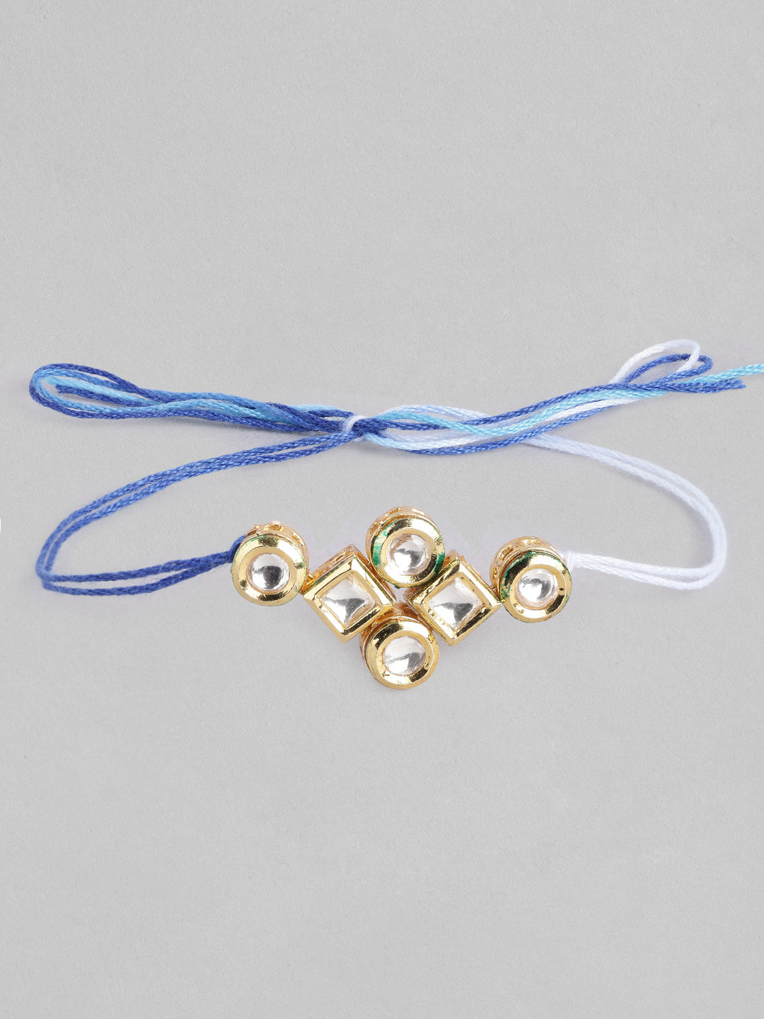 Multi Colour Brass Kundan Rakhi set of 2