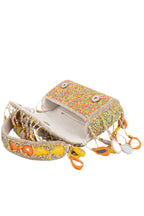 Eeth Silver Base Multicolour Mirror Work Sequin Detailing Clutch Bag