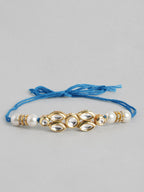 Multi Colour Brass Kundan Rakhi set of 2
