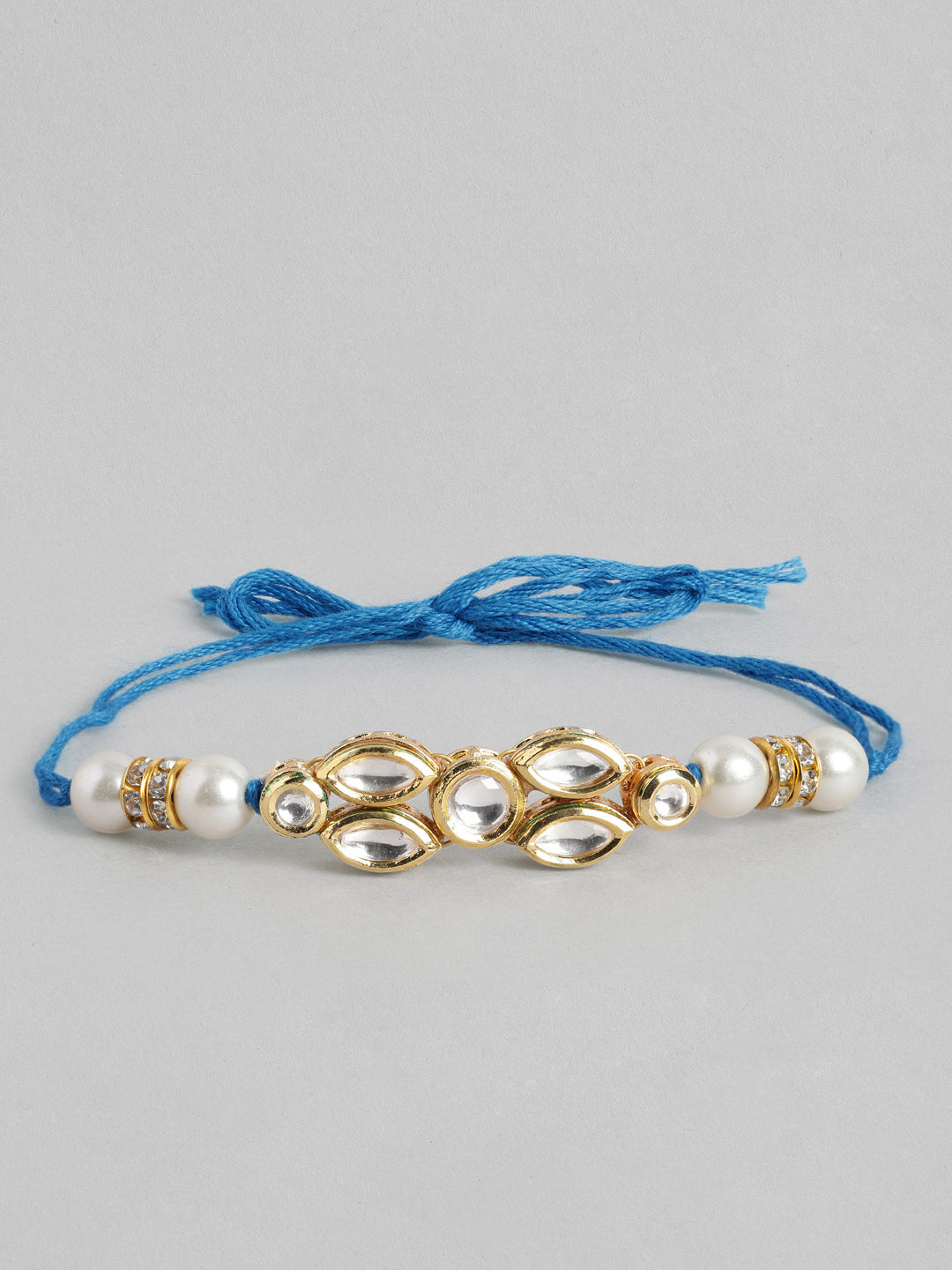 Multi Colour Brass Kundan Rakhi set of 2