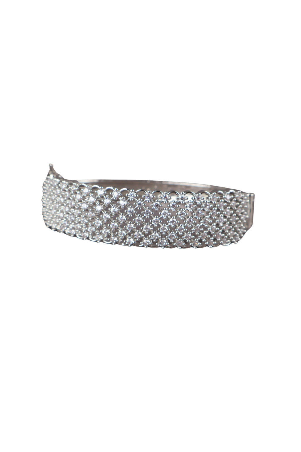 Pave CZ Silver Bangle Bracelet Luxe Occasion Jewellery