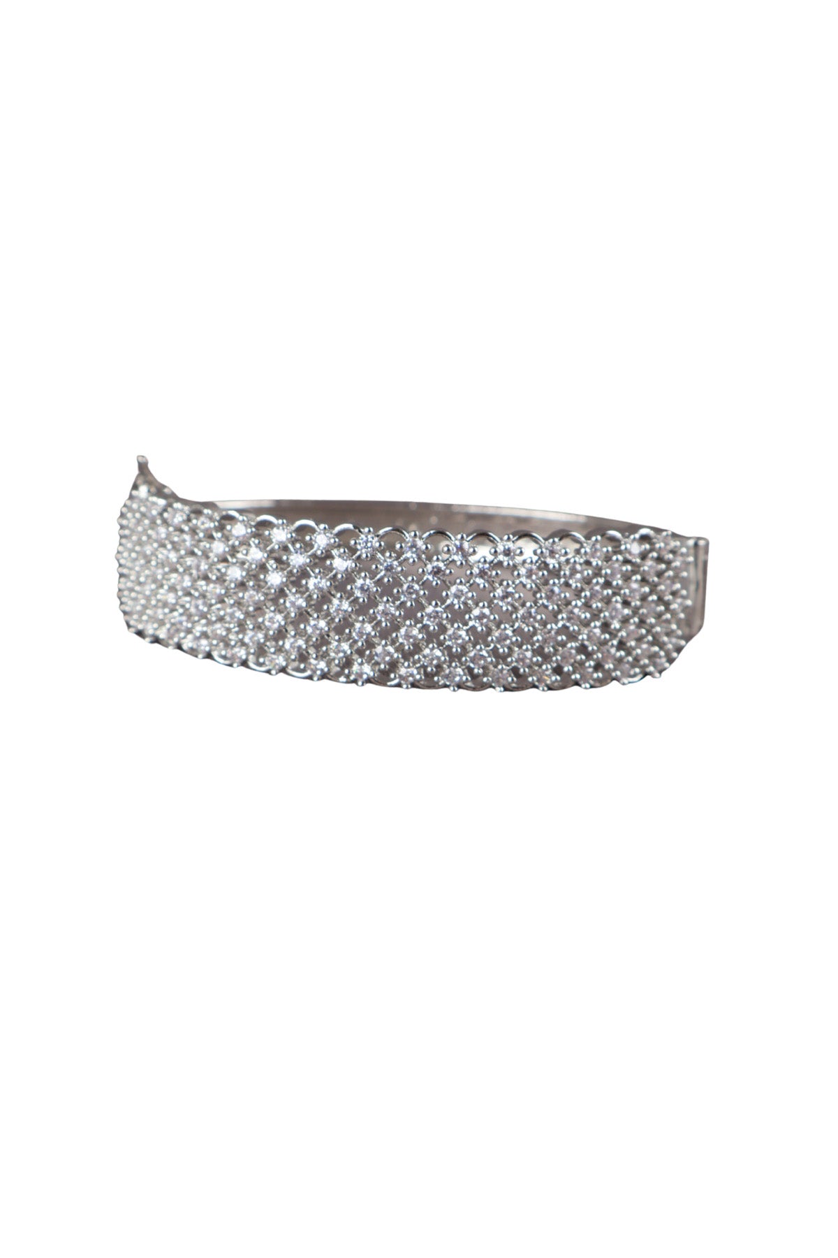 Pave CZ Silver Bangle Bracelet Luxe Occasion Jewellery