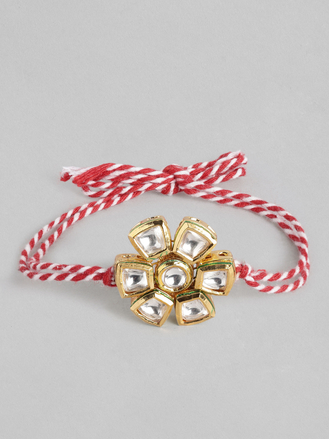 Multi Colour Brass Kundan Rakhi set of 2