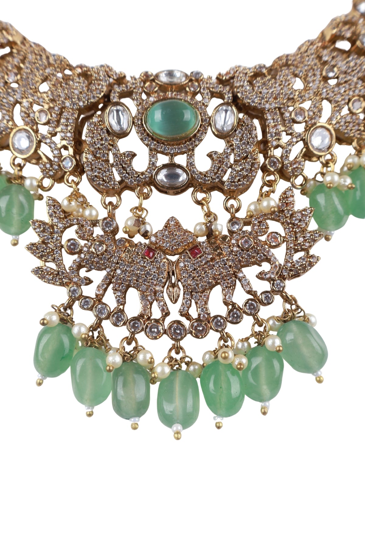 Green Stone Kundan Bridal Necklace Set