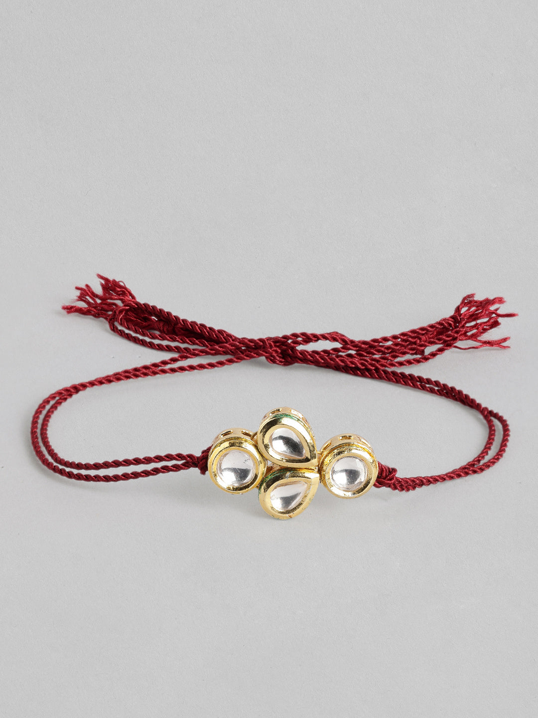 Multi Colour Brass Kundan Rakhi set of 2