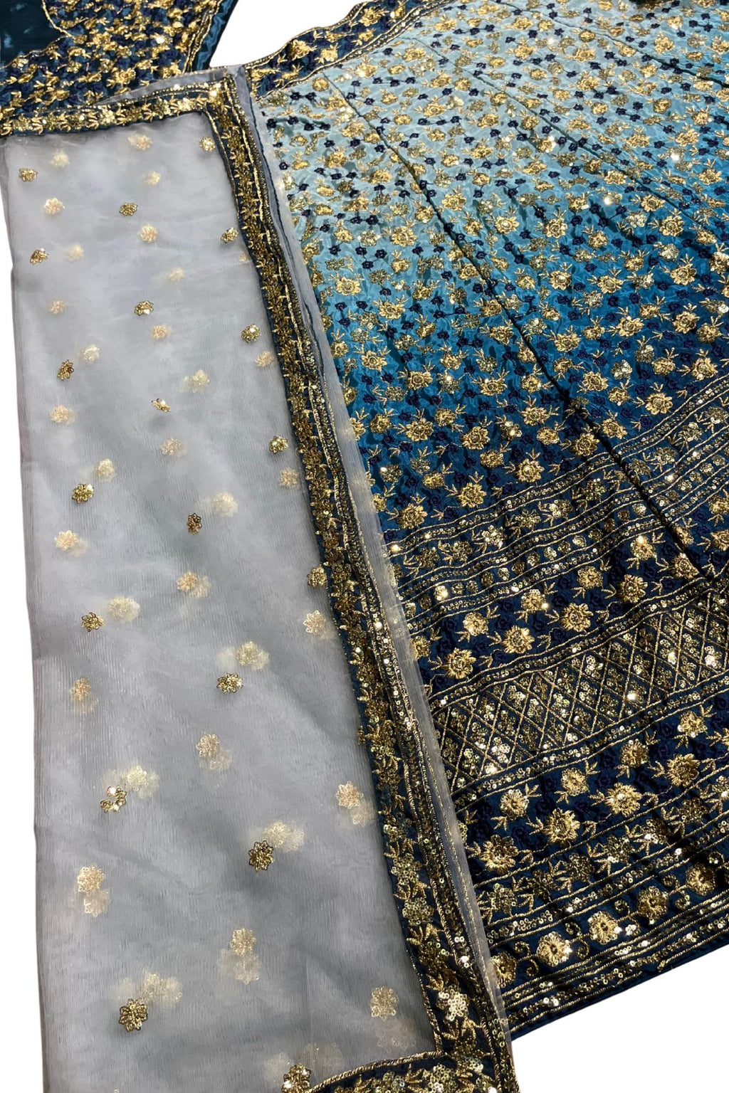 Semi-Stitched Embroidered Sequins Silk Blend Lehenga