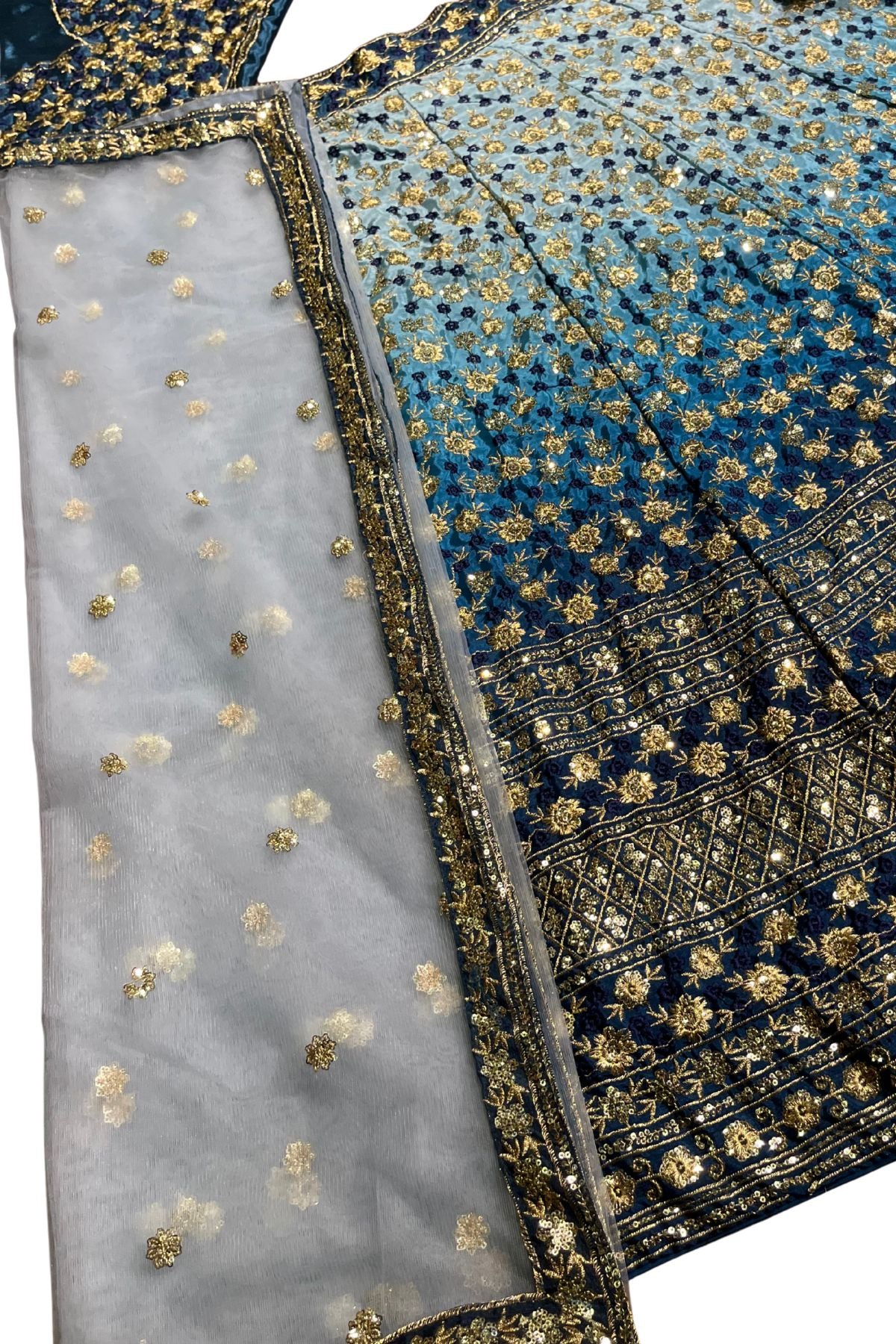 Semi-Stitched Embroidered Sequins Silk Blend Lehenga
