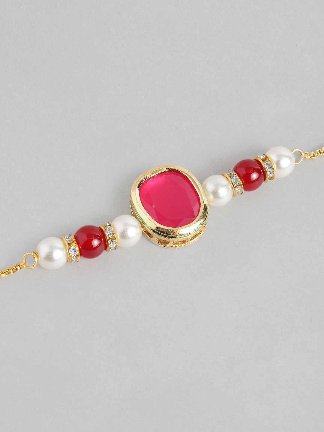 Multi Colour Brass Kundan Rakhi set of 2