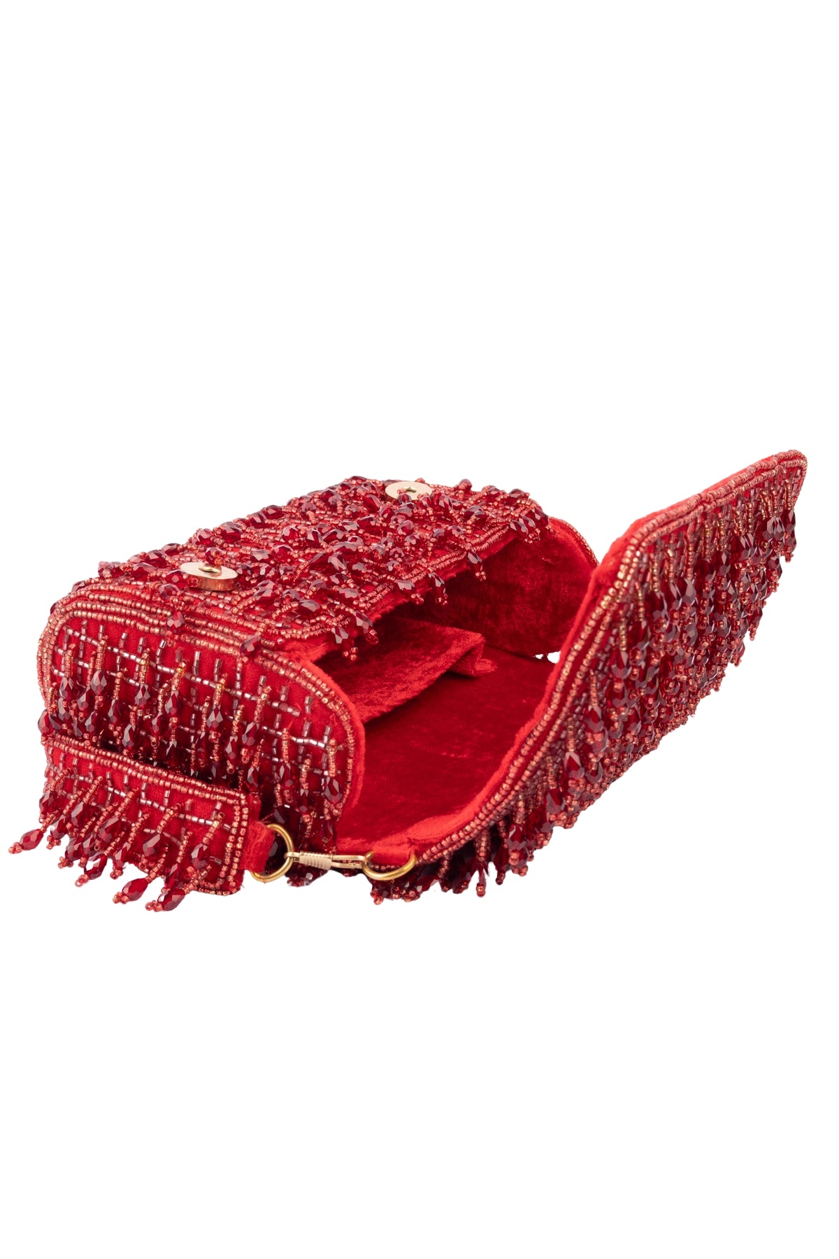 Eeth Red Cutdana Crystal Embellished Clutch