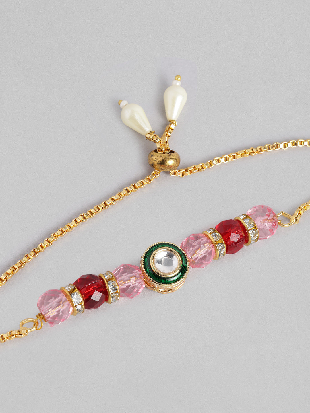 Multi Colour Brass Kundan Rakhi set of 2