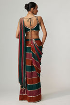 Elegant faux georgette saree with real mirror embroidery work for wedding and festive occasions