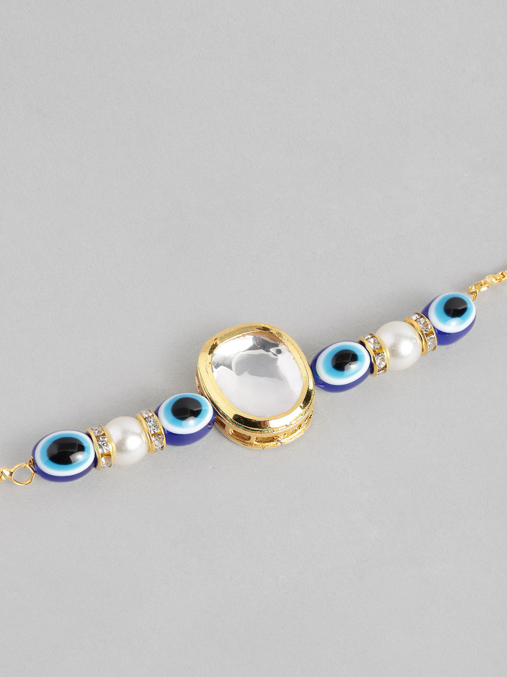 Multi Colour Brass Kundan Rakhi set of 2
