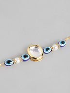 Multi Colour Brass Kundan Rakhi set of 2