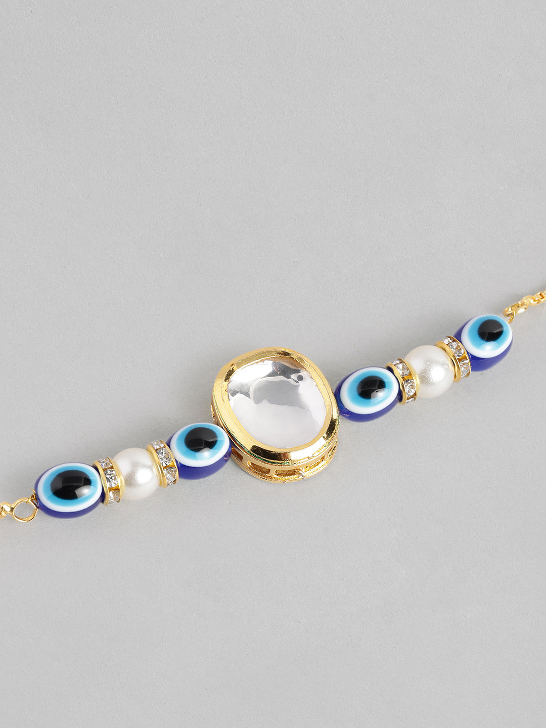 Multi Colour Brass Kundan Rakhi set of 2