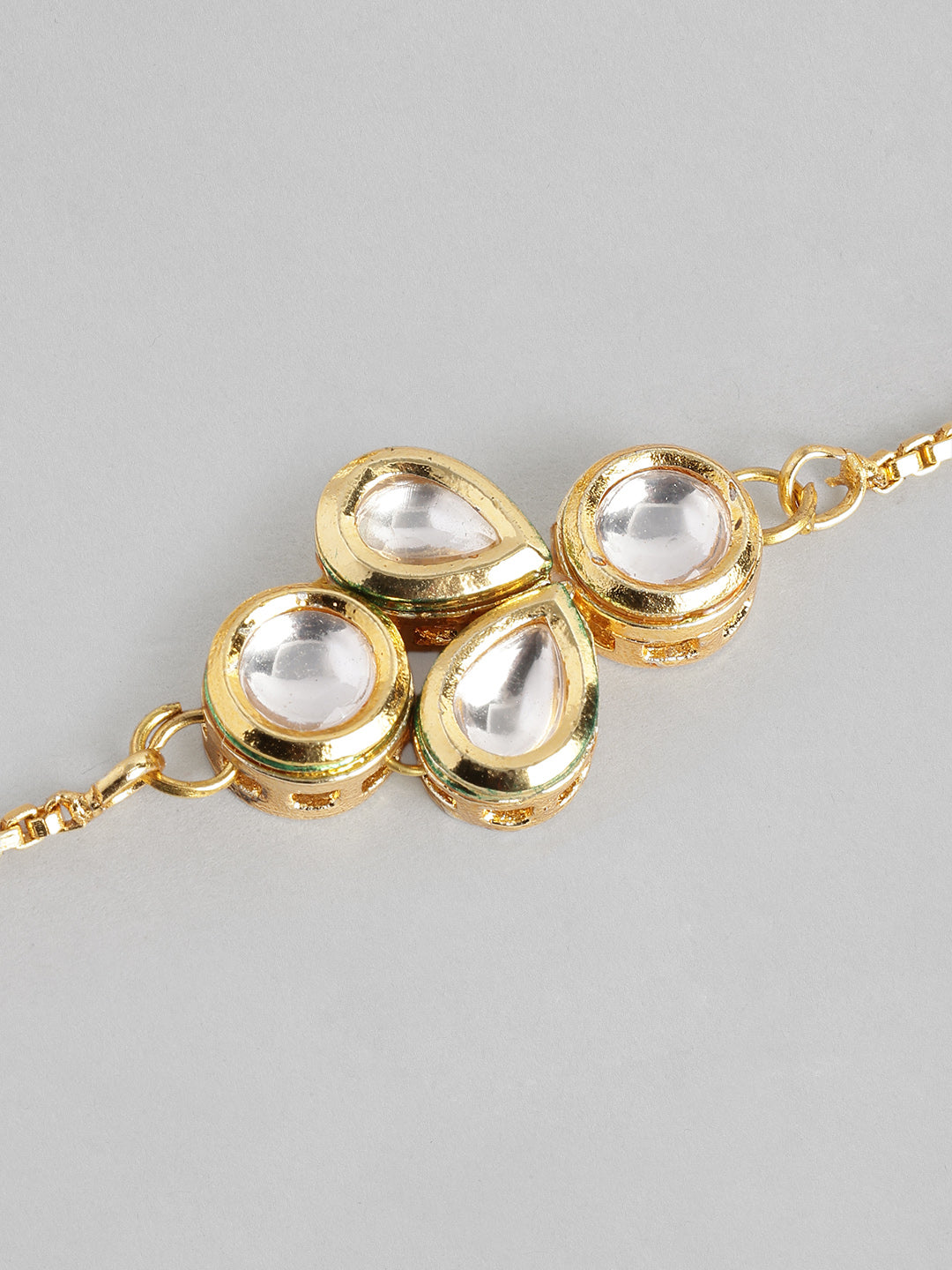 Multi Colour Brass Kundan Rakhi set of 2