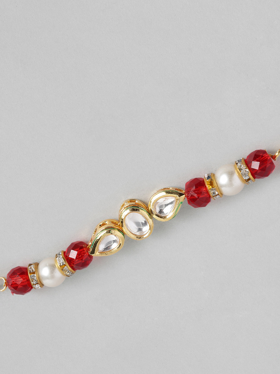 Multi Colour Brass Kundan Rakhi set of 2