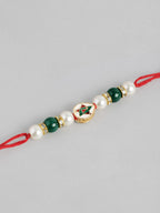 Multi Colour Brass Kundan Rakhi set of 2