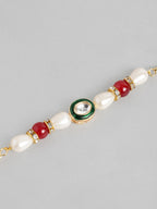 Multi Colour Brass Kundan Rakhi set of 2