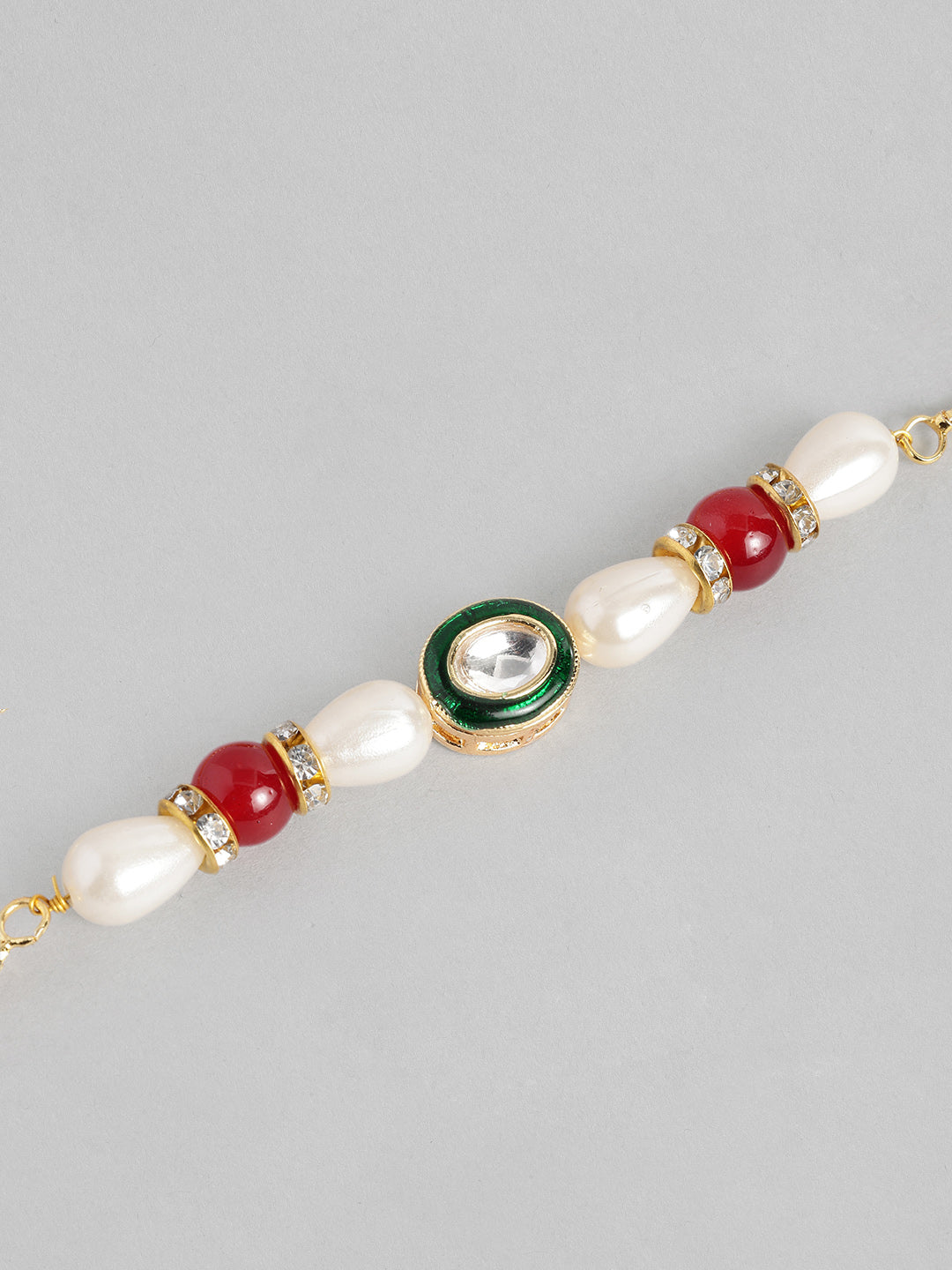 Multi Colour Brass Kundan Rakhi set of 2