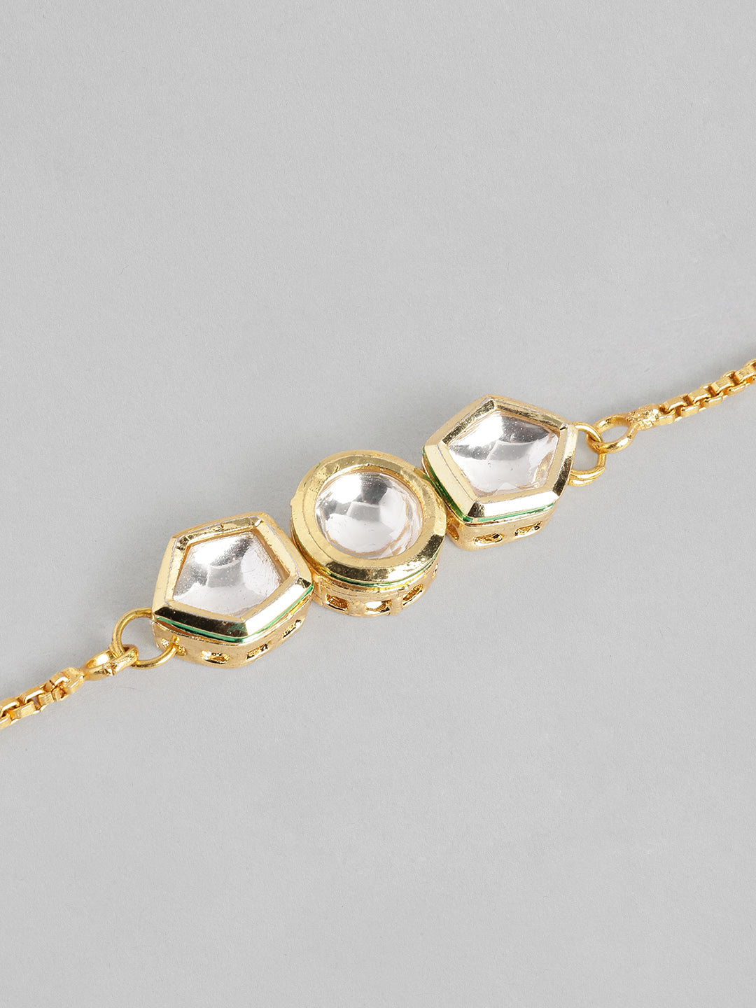 Multi Colour Brass Kundan Rakhi set of 2
