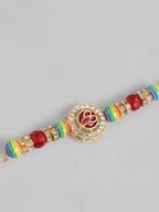 Multi Colour Brass Kundan Rakhi set of 2