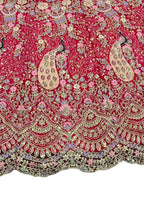 Red butterfly net lehenga with coding sequins embroidery for wedding, bridal and festive wear