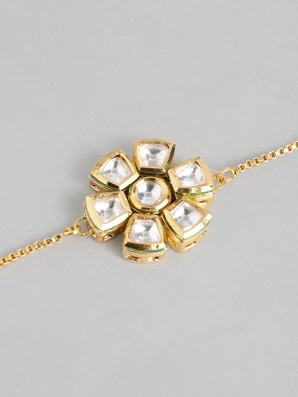 Multi Colour Brass Kundan Rakhi set of 2