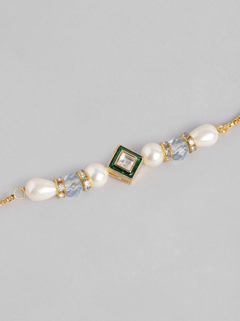 Multi Colour Brass Kundan Rakhi set of 2