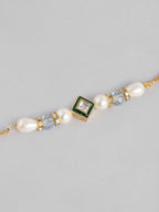 Multi Colour Brass Kundan Rakhi set of 2