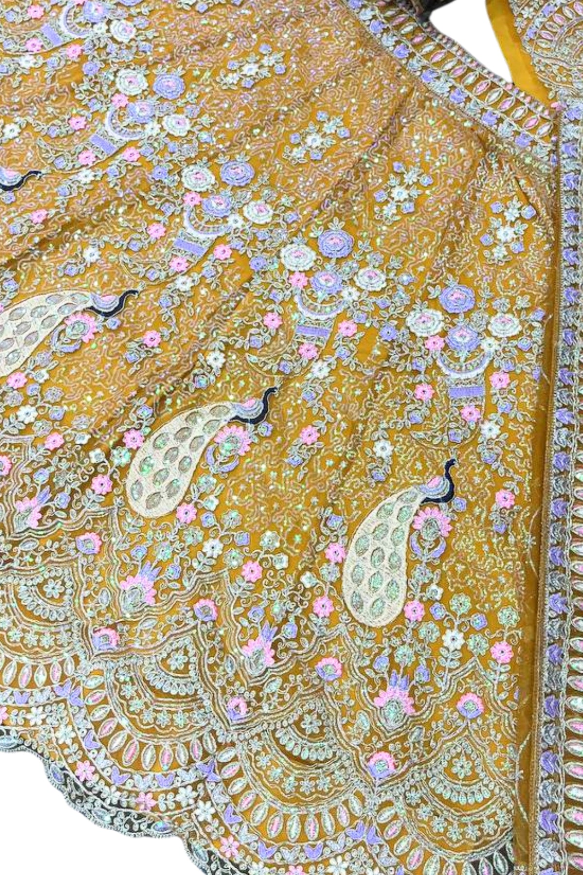 Yellow Sequins Work Butterfly Net Lehenga Set for Wedding, Haldi & Festive Wear | EETH