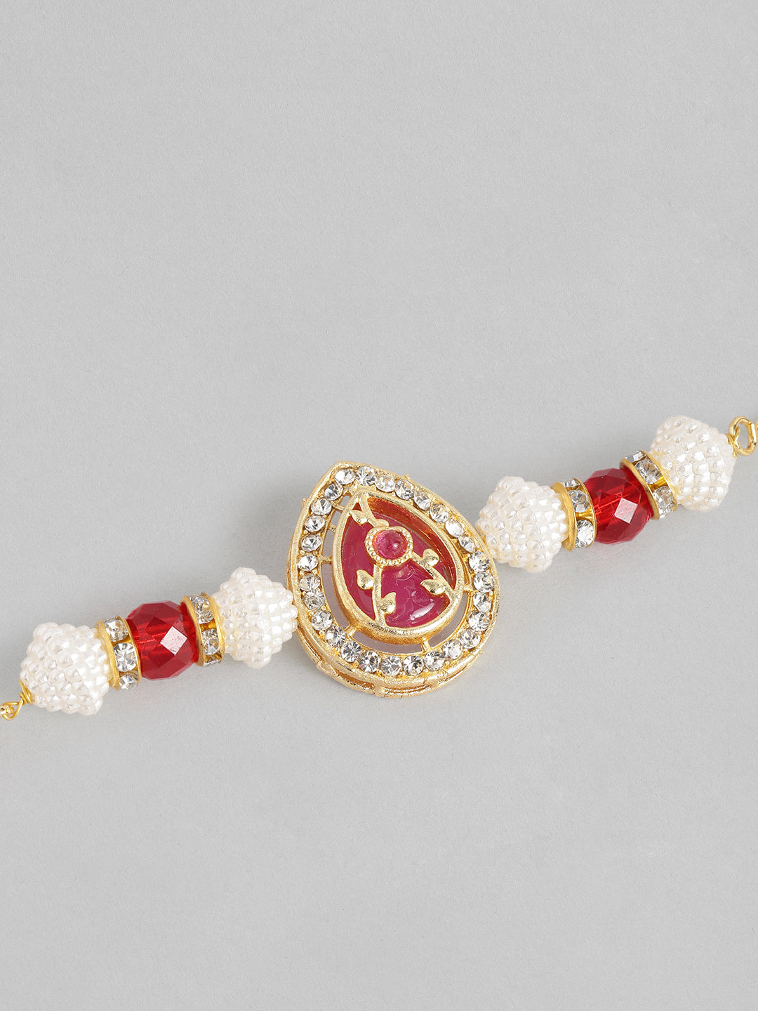 Multi Colour Brass Kundan Rakhi set of 2