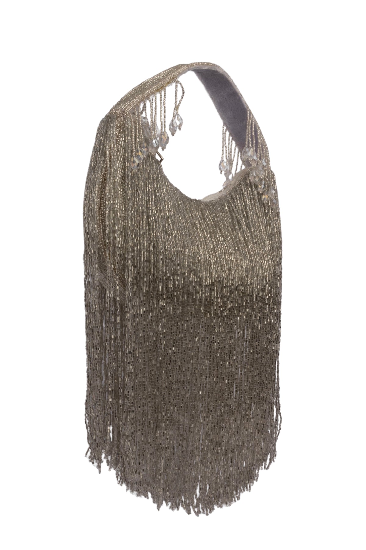 Eeth Handcrafted silver Cut Dana Long Tassel Clutch Bag